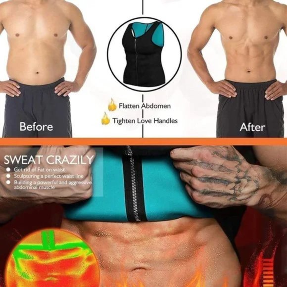𝅺Men Shirt Hot Sweat Waist Trainer Black Men’s Sauna Vest - Picture 4 of 8